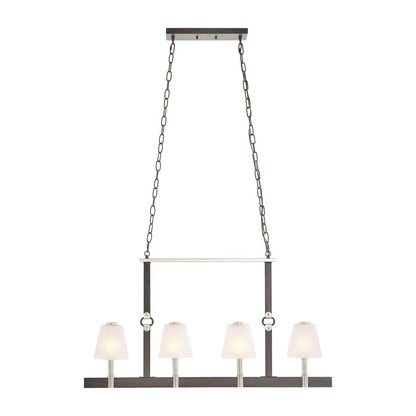 Atlas Armstrong Grove 36in 4-Light Linear Chandelier | Transitional Charcoal and Satin Nickel with White Glass | Kitchen Island | Model CL11004-BK