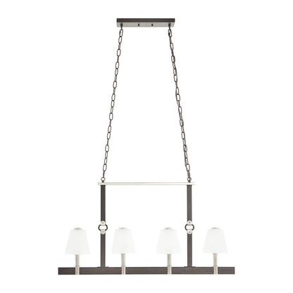 Atlas Armstrong Grove 36in 4-Light Linear Chandelier | Transitional Charcoal and Satin Nickel with White Glass | Kitchen Island | Model CL11004-BK