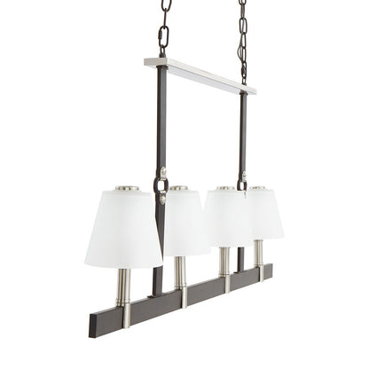 Atlas Armstrong Grove 36in 4-Light Linear Chandelier | Transitional Charcoal and Satin Nickel with White Glass | Kitchen Island | Model CL11004-BK