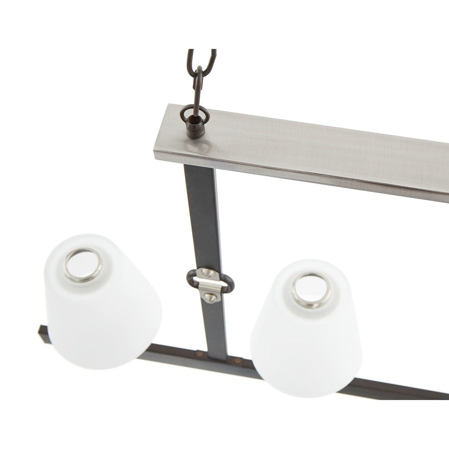 Atlas Armstrong Grove 36in 4-Light Linear Chandelier | Transitional Charcoal and Satin Nickel with White Glass | Kitchen Island | Model CL11004-BK