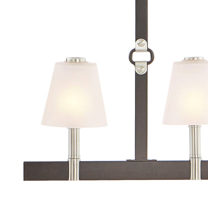 Atlas Armstrong Grove 36in 4-Light Linear Chandelier | Transitional Charcoal and Satin Nickel with White Glass | Kitchen Island | Model CL11004-BK