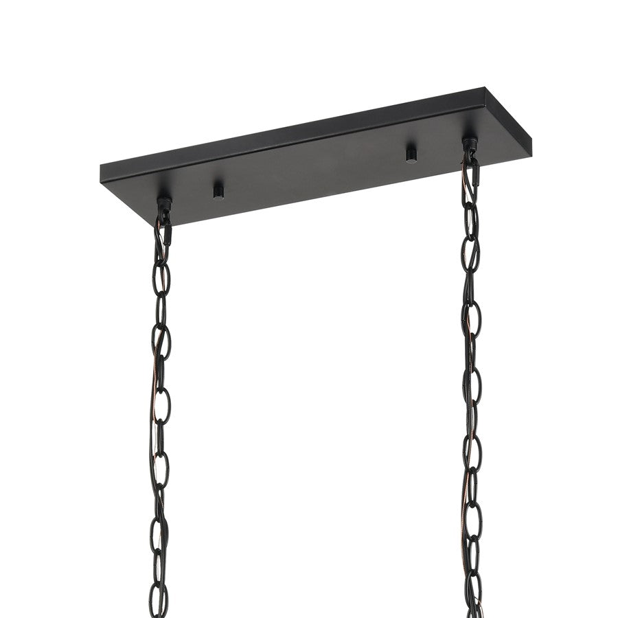 Atlas Barrow 36in 6-Light Linear Chandelier | Transitional Birchwood and Matte Black Metal | Kitchen Island & Dining Room | Model CL11005-NA