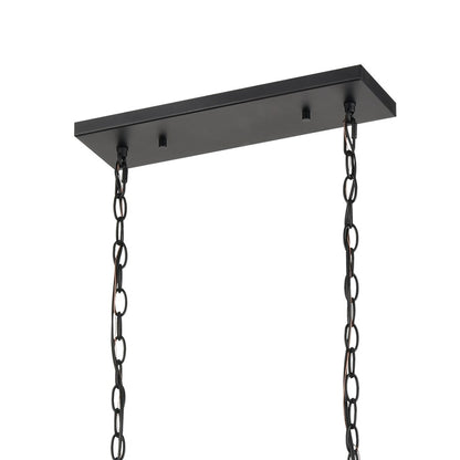 Atlas Barrow 36in 6-Light Linear Chandelier | Transitional Birchwood and Matte Black Metal | Kitchen Island & Dining Room | Model CL11005-NA