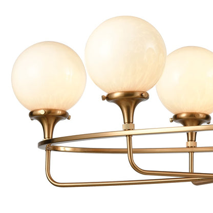 Atlas Beverly Hills 38in 6-Light Linear Chandelier | Modern Satin Brass and White Glass | Kitchen Island & Dining Room | Model CL11006-BS