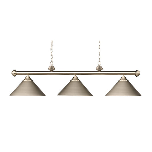 Atlas Lighting Casual Traditions 51in 3-Light Linear Chandelier | Transitional Satin Nickel Metal | Kitchen Island & Dining Room | Model CL11008-NK