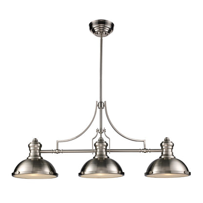 Atlas Lighting Chadwick 47in 3-Light Chandelier | Transitional Satin Nickel and Nickel Metal | Kitchen Island & Dining Room | Model CL11009-NK1