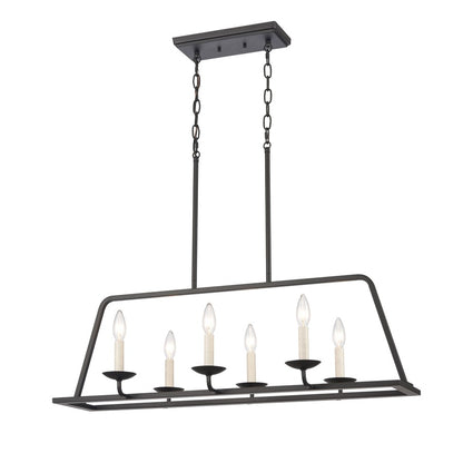 Atlas Lighting Ellisville 34in 6-Light Chandelier | Transitional Matte Black and Antique White Metal | Dining Room & Living Room | Model CL11013-BK