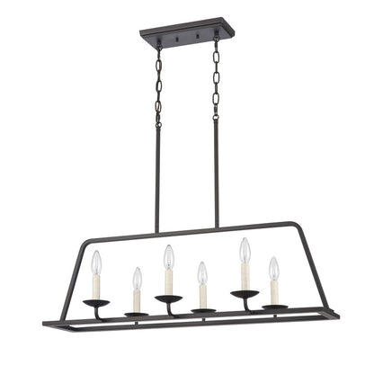 Atlas Lighting Ellisville 34in 6-Light Chandelier | Transitional Matte Black and Antique White Metal | Dining Room & Living Room | Model CL11013-BK