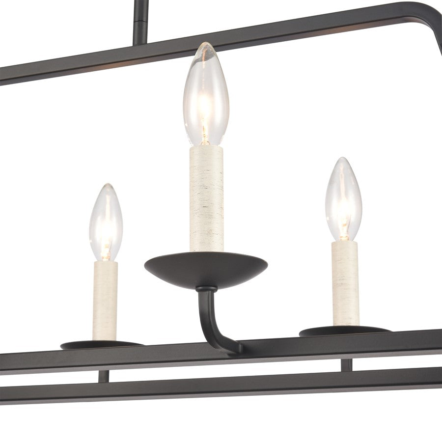 Atlas Lighting Ellisville 34in 6-Light Chandelier | Transitional Matte Black and Antique White Metal | Dining Room & Living Room | Model CL11013-BK