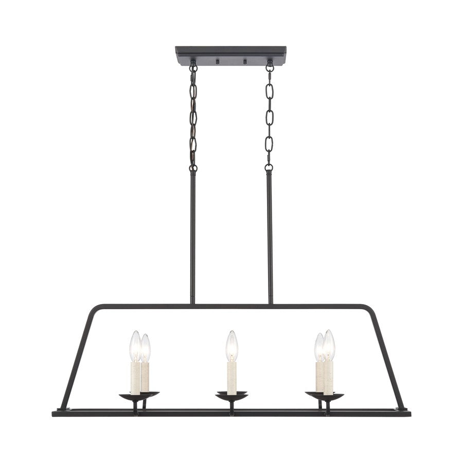 Atlas Lighting Ellisville 34in 6-Light Chandelier | Transitional Matte Black and Antique White Metal | Dining Room & Living Room | Model CL11013-BK