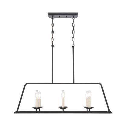 Atlas Lighting Ellisville 34in 6-Light Chandelier | Transitional Matte Black and Antique White Metal | Dining Room & Living Room | Model CL11013-BK