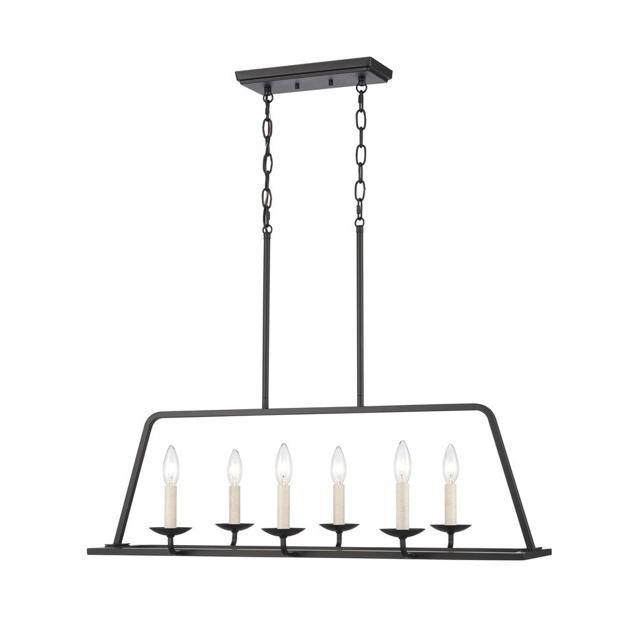 Atlas Lighting Ellisville 34in 6-Light Chandelier | Transitional Matte Black and Antique White Metal | Dining Room & Living Room | Model CL11013-BK