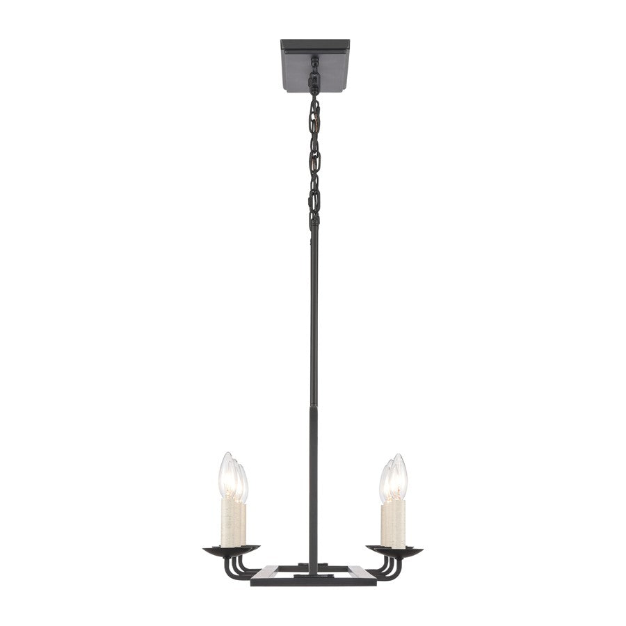 Atlas Lighting Ellisville 34in 6-Light Chandelier | Transitional Matte Black and Antique White Metal | Dining Room & Living Room | Model CL11013-BK