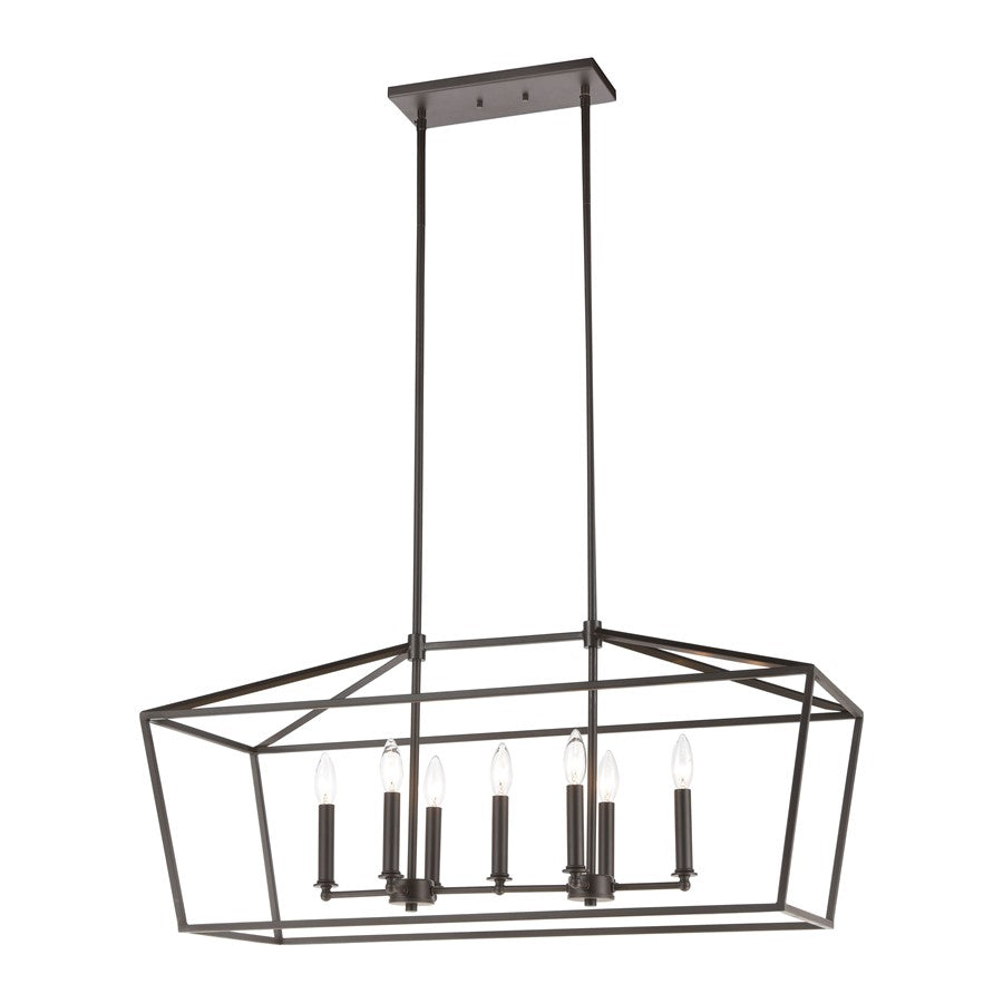 Atlas Lighting Fairfax 36in 7-Light Linear Chandelier | Transitional Oil Rubbed Bronze Metal | Dining Room & Kitchen Island | Model CL11014-BZ