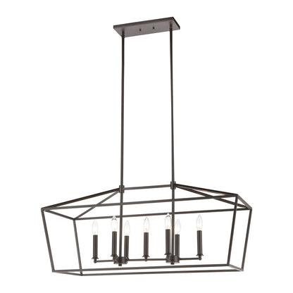 Atlas Lighting Fairfax 36in 7-Light Linear Chandelier | Transitional Oil Rubbed Bronze Metal | Dining Room & Kitchen Island | Model CL11014-BZ