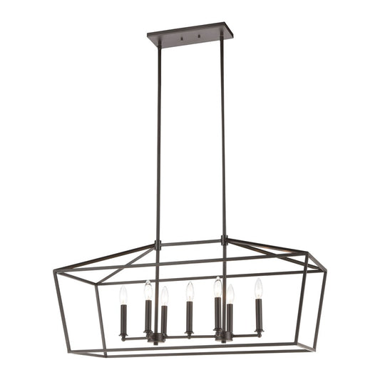 Atlas Lighting Fairfax 36in 7-Light Linear Chandelier | Transitional Oil Rubbed Bronze Metal | Dining Room & Kitchen Island | Model CL11014-BZ