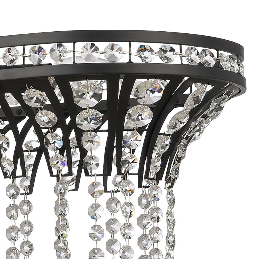 Atlas Lighting Fantania 36in 4-Light Linear Chandelier | Traditional Matte Black and Clear Crystal | Dining Room & Living Room | Model CL11015-BK