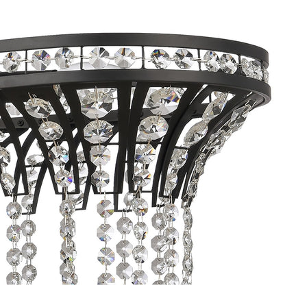 Atlas Lighting Fantania 36in 4-Light Linear Chandelier | Traditional Matte Black and Clear Crystal | Dining Room & Living Room | Model CL11015-BK