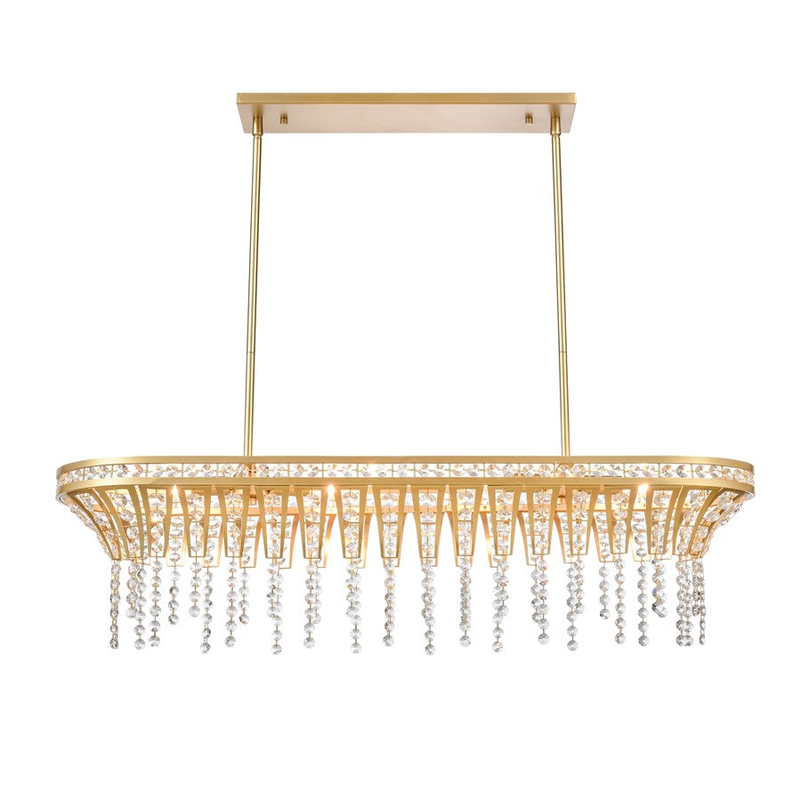 Atlas Lighting Fantania 36in 4-Light Linear Chandelier | Traditional Gold and Clear Crystal | Kitchen Island & Dining Room | Model CL11015-GD
