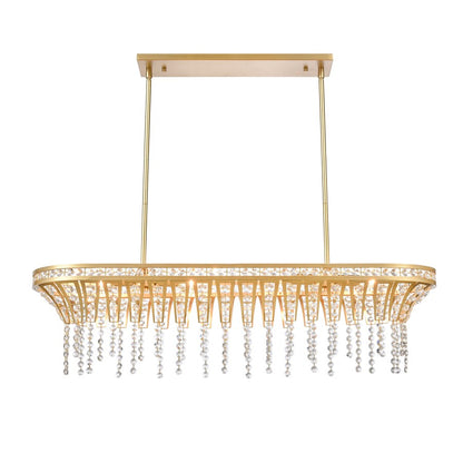 Atlas Lighting Fantania 36in 4-Light Linear Chandelier | Traditional Gold and Clear Crystal | Kitchen Island & Dining Room | Model CL11015-GD