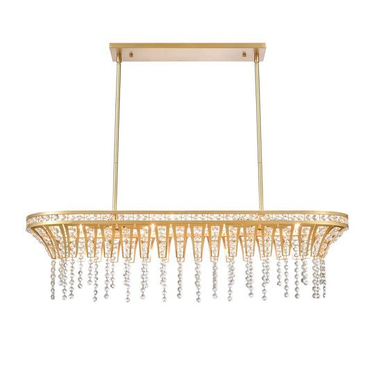 Atlas Lighting Fantania 36in 4-Light Linear Chandelier | Traditional Gold and Clear Crystal | Kitchen Island & Dining Room | Model CL11015-GD