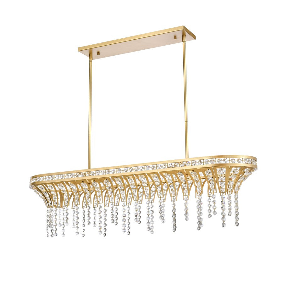 Atlas Lighting Fantania 36in 4-Light Linear Chandelier | Traditional Gold and Clear Crystal | Kitchen Island & Dining Room | Model CL11015-GD