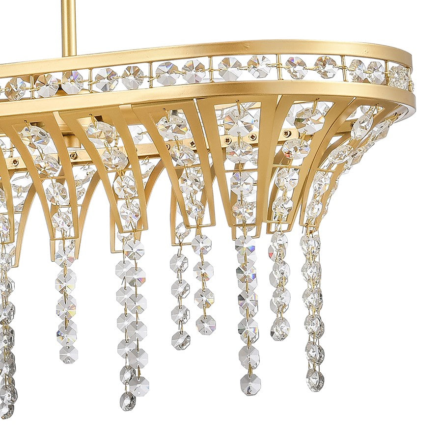 Atlas Lighting Fantania 36in 4-Light Linear Chandelier | Traditional Gold and Clear Crystal | Kitchen Island & Dining Room | Model CL11015-GD