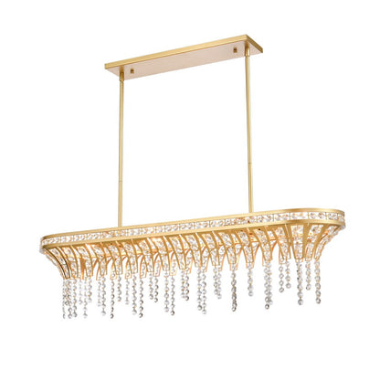 Atlas Lighting Fantania 36in 4-Light Linear Chandelier | Traditional Gold and Clear Crystal | Kitchen Island & Dining Room | Model CL11015-GD