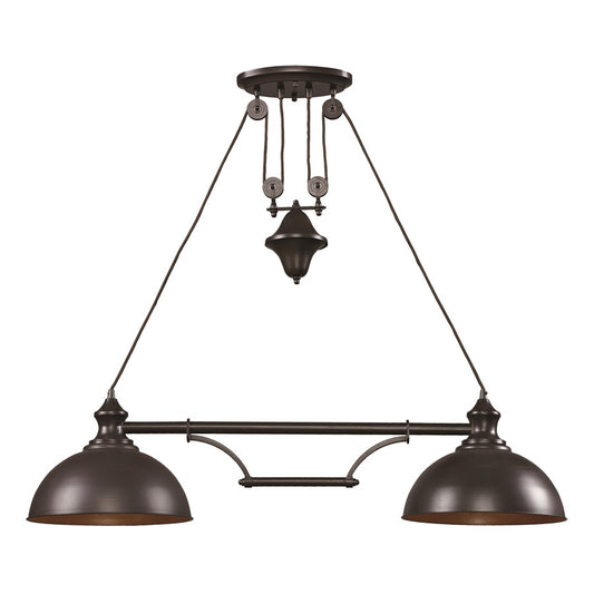 Atlas Lighting Farmhouse 44in 2-Light Linear Chandelier | Transitional Oil Rubbed Bronze Metal | Kitchen Island & Dining Room | Model CL11016-BZ
