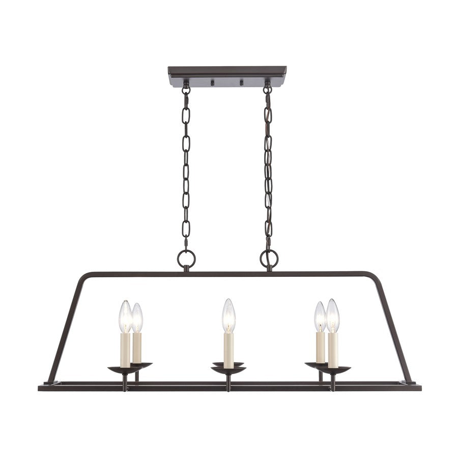 Atlas Lighting Joanie 34in 6-Light Linear Chandelier | Transitional Old Bronze Metal | Kitchen Island & Dining Room | Model CL11018-BZ