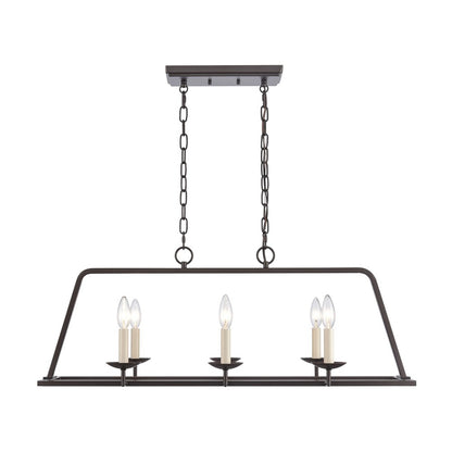 Atlas Lighting Joanie 34in 6-Light Linear Chandelier | Transitional Old Bronze Metal | Kitchen Island & Dining Room | Model CL11018-BZ