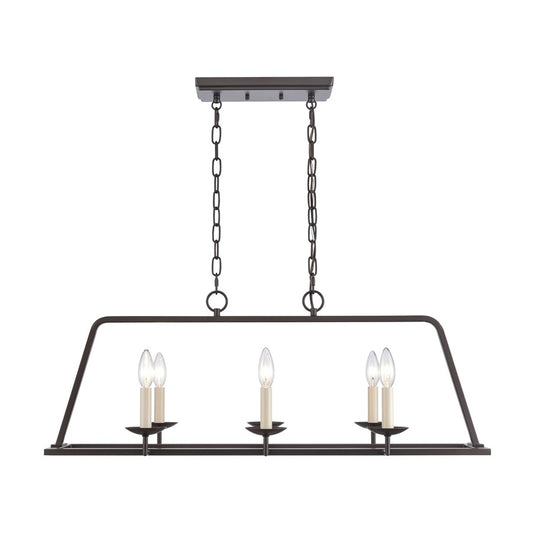 Atlas Lighting Joanie 34in 6-Light Linear Chandelier | Transitional Old Bronze Metal | Kitchen Island & Dining Room | Model CL11018-BZ