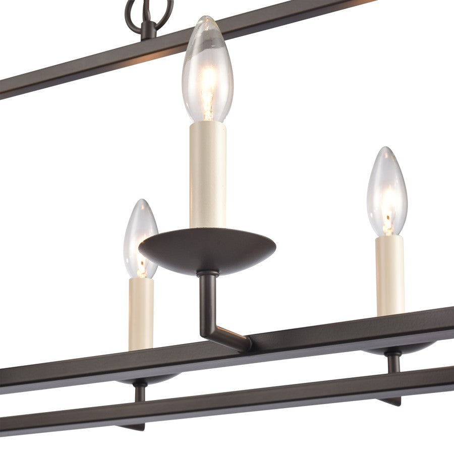 Atlas Lighting Joanie 34in 6-Light Linear Chandelier | Transitional Old Bronze Metal | Kitchen Island & Dining Room | Model CL11018-BZ