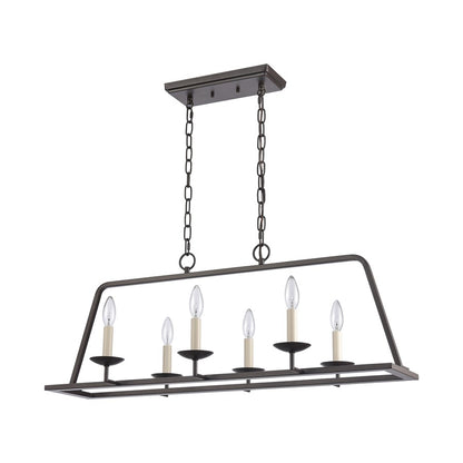 Atlas Lighting Joanie 34in 6-Light Linear Chandelier | Transitional Old Bronze Metal | Kitchen Island & Dining Room | Model CL11018-BZ