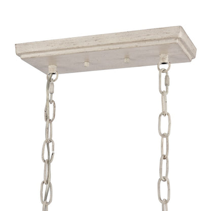 Atlas Lighting Joanie 34in 6-Light Linear Chandelier | Transitional Antique White Metal | Kitchen Island & Dining Room | Model CL11018-WH