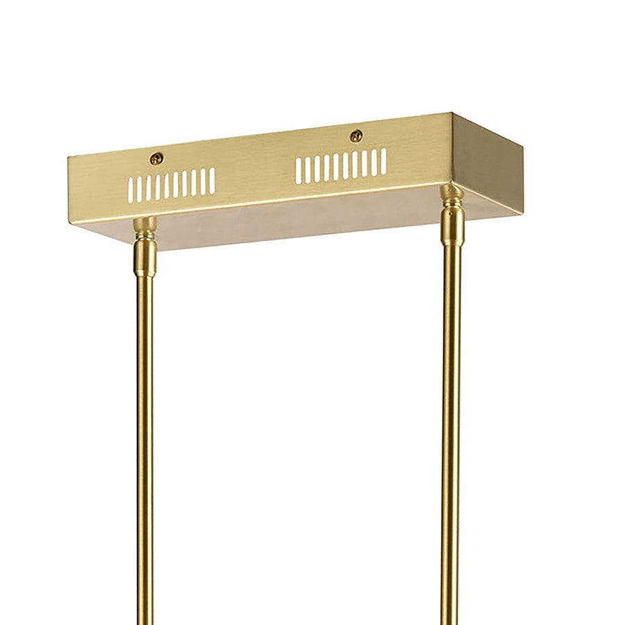 Atlas Lighting Keir 43in 22-Light Linear Chandelier | Modern Brass and White Glass | Kitchen Island & Dining Room | Model CL11019-BS