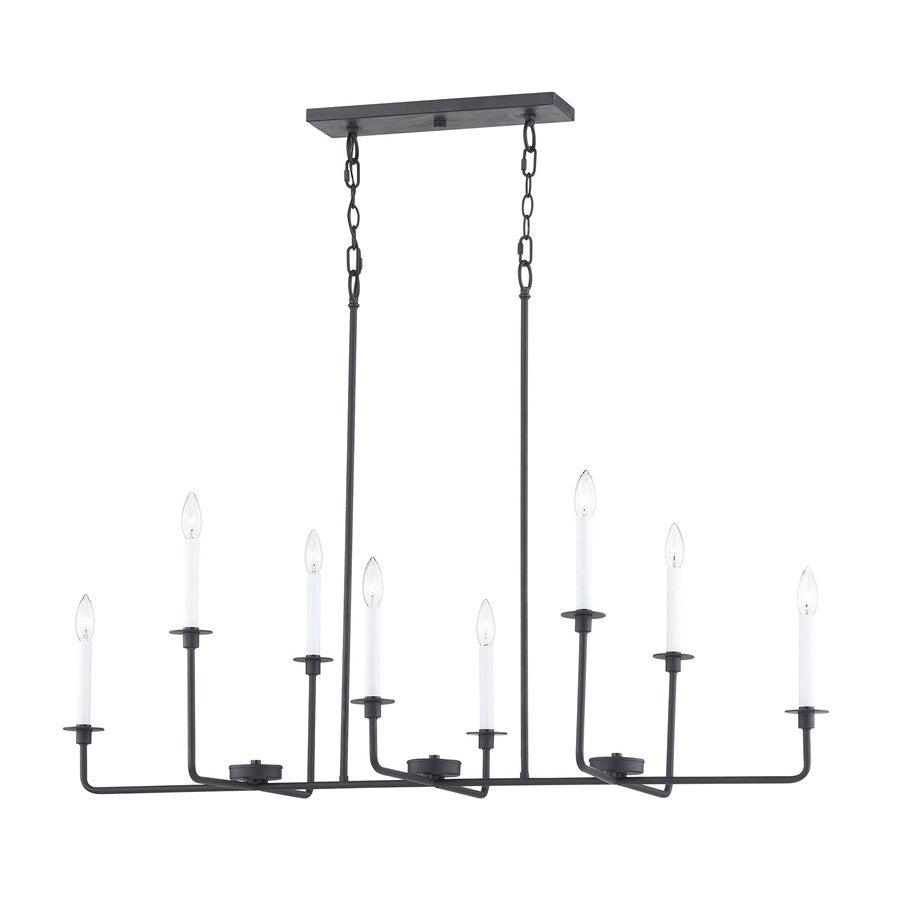 Atlas Lighting Lexington Green 48in 8-Light Linear Chandelier | Traditional Matte Black Metal | Kitchen Island & Dining Room | Model CL11021-BK
