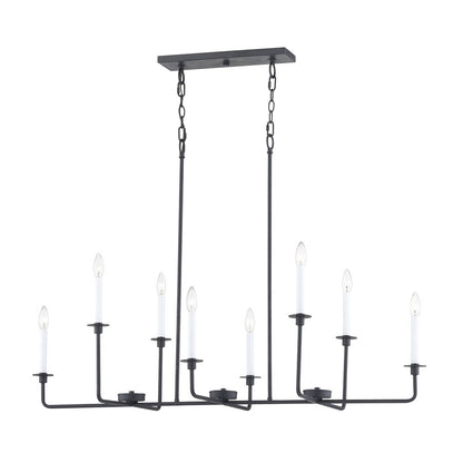 Atlas Lighting Lexington Green 48in 8-Light Linear Chandelier | Traditional Matte Black Metal | Kitchen Island & Dining Room | Model CL11021-BK