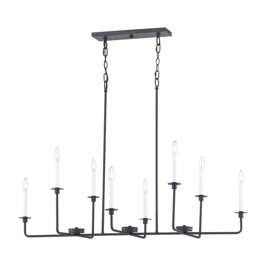 Atlas Lighting Lexington Green 48in 8-Light Linear Chandelier | Traditional Matte Black Metal | Kitchen Island & Dining Room | Model CL11021-BK