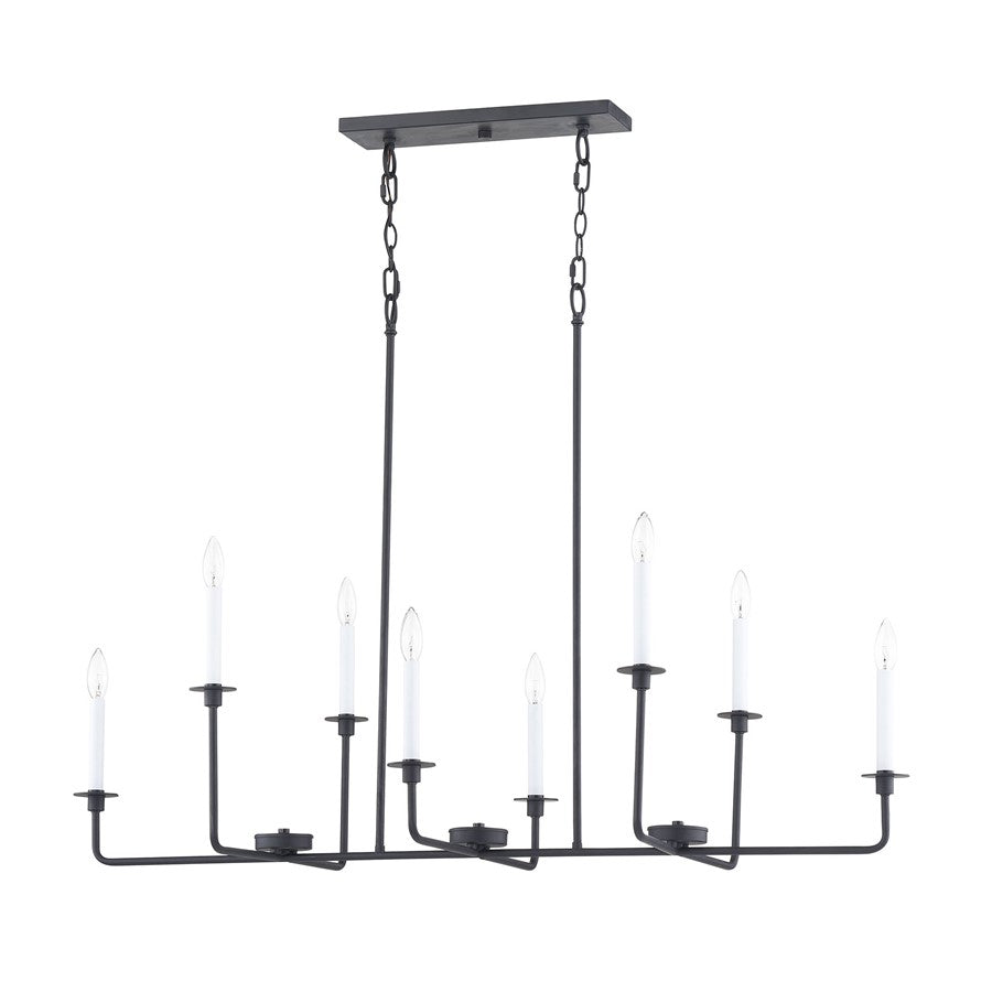 Atlas Lighting Lexington Green 48in 8-Light Linear Chandelier | Traditional Matte Black Metal | Kitchen Island & Dining Room | Model CL11021-BK