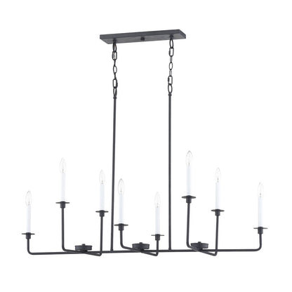 Atlas Lighting Lexington Green 48in 8-Light Linear Chandelier | Traditional Matte Black Metal | Kitchen Island & Dining Room | Model CL11021-BK