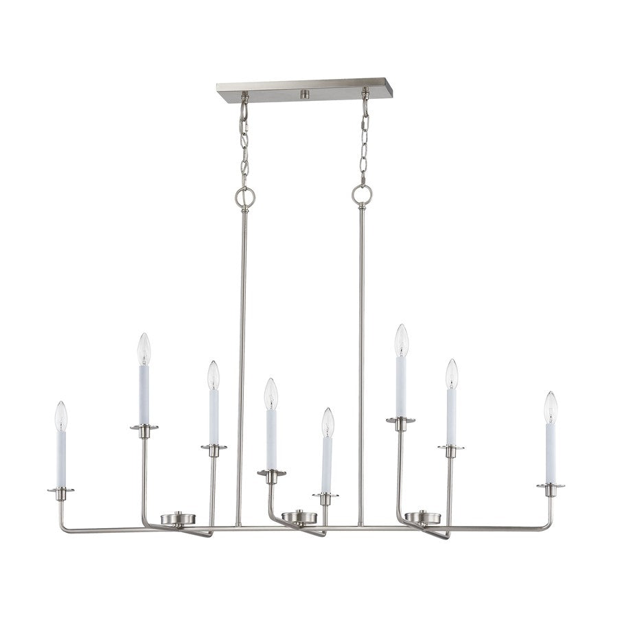 Atlas Lighting Lexington Green 48in 8-Light Linear Chandelier | Traditional Brushed Nickel Metal | Kitchen Island & Dining Room | Model CL11021-NK