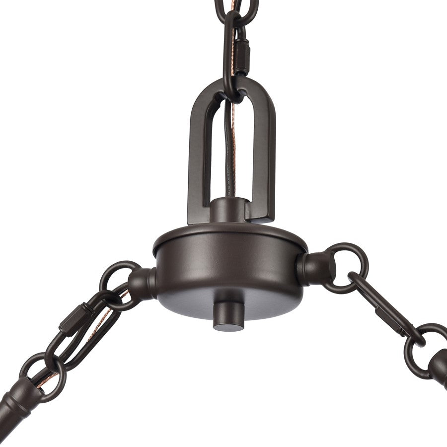Atlas Lighting Marion 36in 3-Light Linear Chandelier | Oil Rubbed Bronze and Natural Parchment | Kitchen Island & Dining Room | Model CL11022-BZ