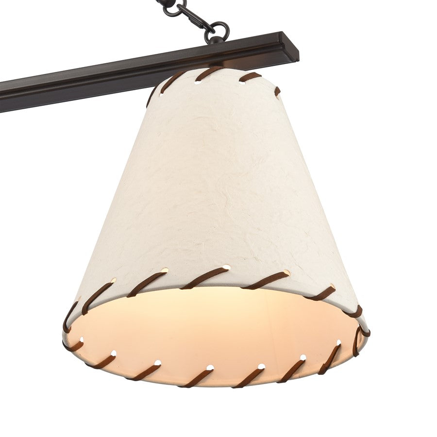 Atlas Lighting Marion 36in 3-Light Linear Chandelier | Oil Rubbed Bronze and Natural Parchment | Kitchen Island & Dining Room | Model CL11022-BZ