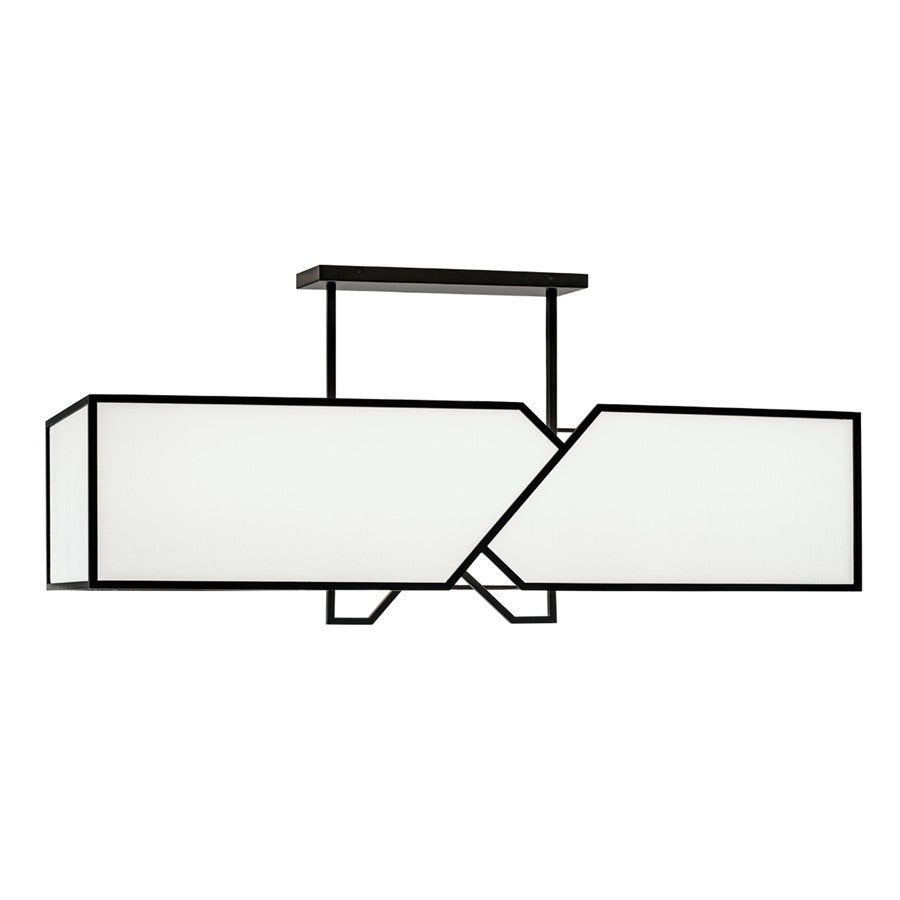 Atlas Lighting Moiselle 48in 6-Light Linear Chandelier | Matte Black and White Glass | Kitchen Island & Dining Room | Model CL11025-BK