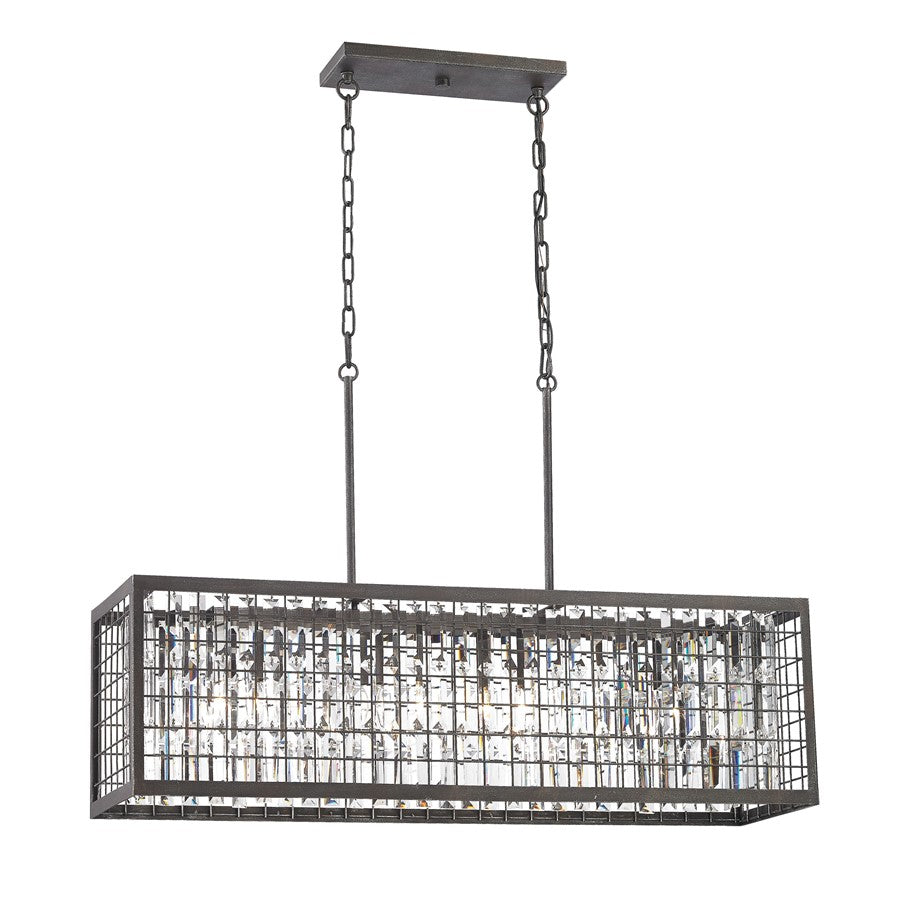 Atlas Lighting Nadina 37in 4-Light Linear Chandelier | Silverdust Iron and Crystal | Dining Room & Living Room | 37 x 11 x 24 in | Model CL11026-GY