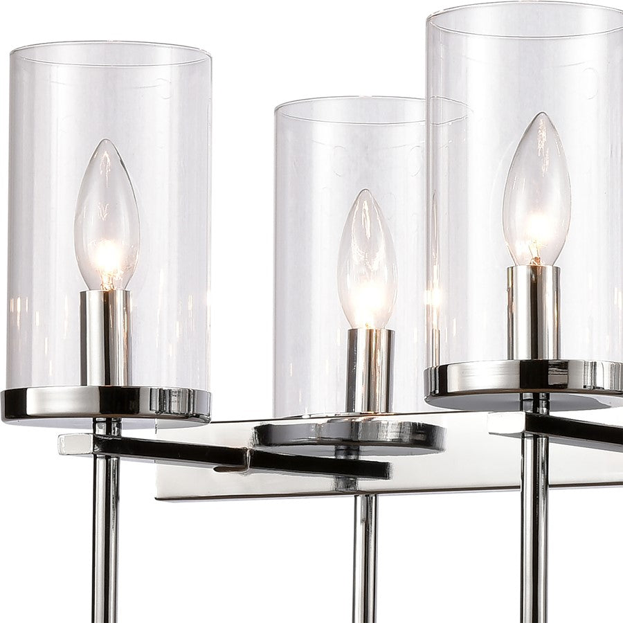 Atlas Lighting Oakland 32in 8-Light Linear Chandelier | Modern Chrome and Clear Glass | Kitchen Island & Dining Room | Model CL11027-CH