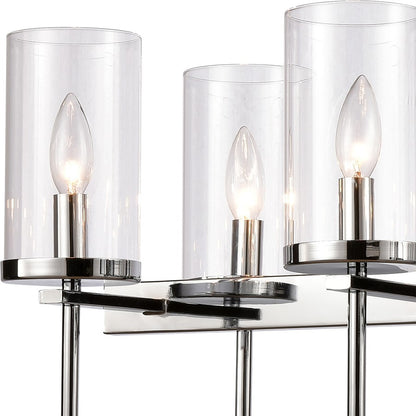 Atlas Lighting Oakland 32in 8-Light Linear Chandelier | Modern Chrome and Clear Glass | Kitchen Island & Dining Room | Model CL11027-CH