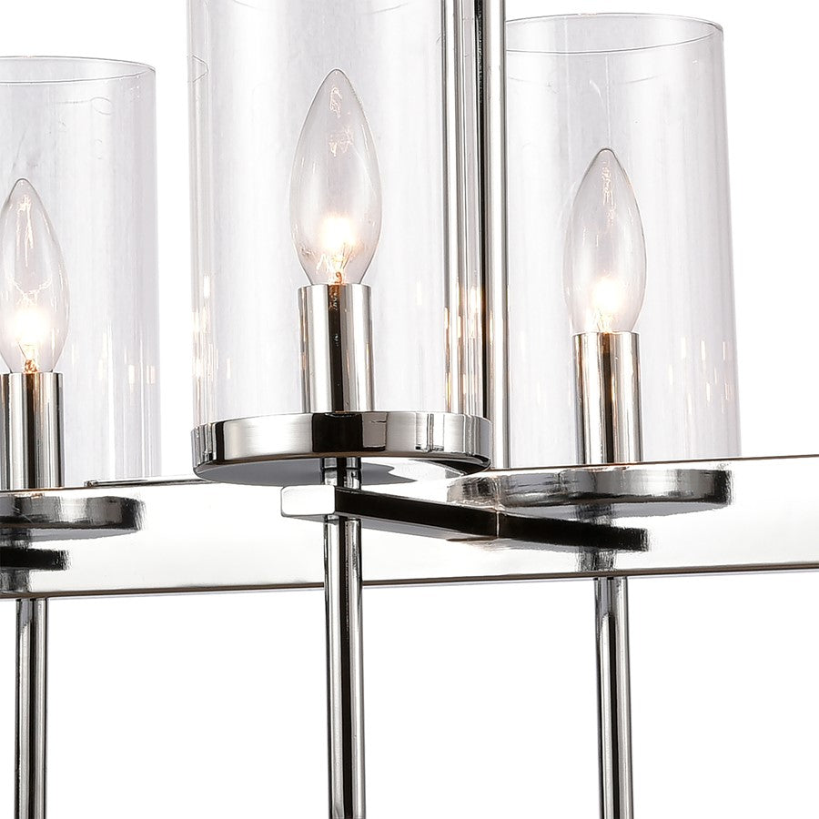 Atlas Lighting Oakland 32in 8-Light Linear Chandelier | Modern Chrome and Clear Glass | Kitchen Island & Dining Room | Model CL11027-CH