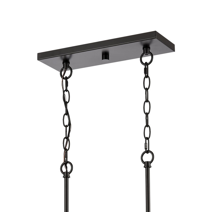 Atlas Lighting Oakland 32in 8-Light Linear Chandelier | Modern Black and Clear Glass | Kitchen Island & Dining Room | Model CL11028-BK